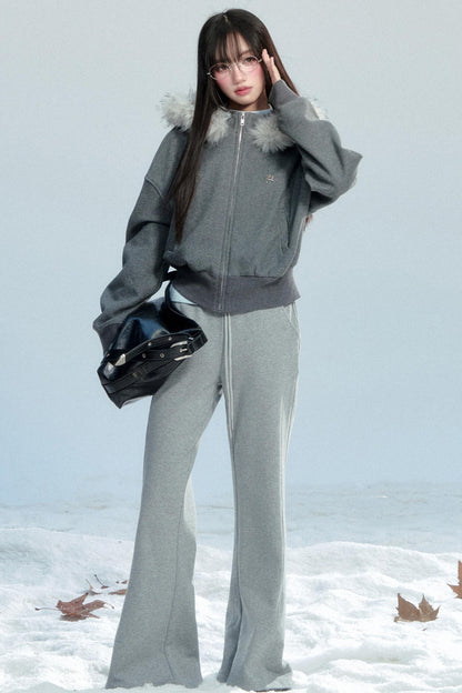 Hooded Fur Collar Jacket