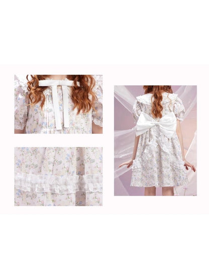 Bunny floral back bow cute doll dress