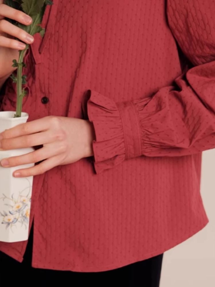 Textured Blush Plum Long Sleeve Shirt