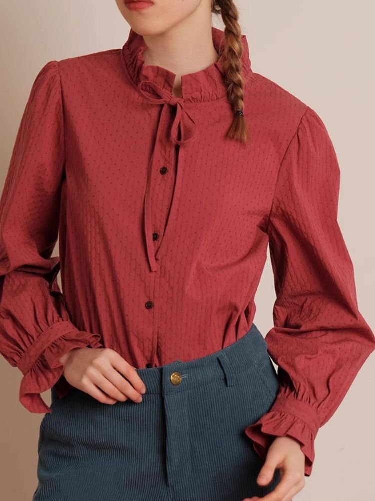 Textured Blush Plum Long Sleeve Shirt