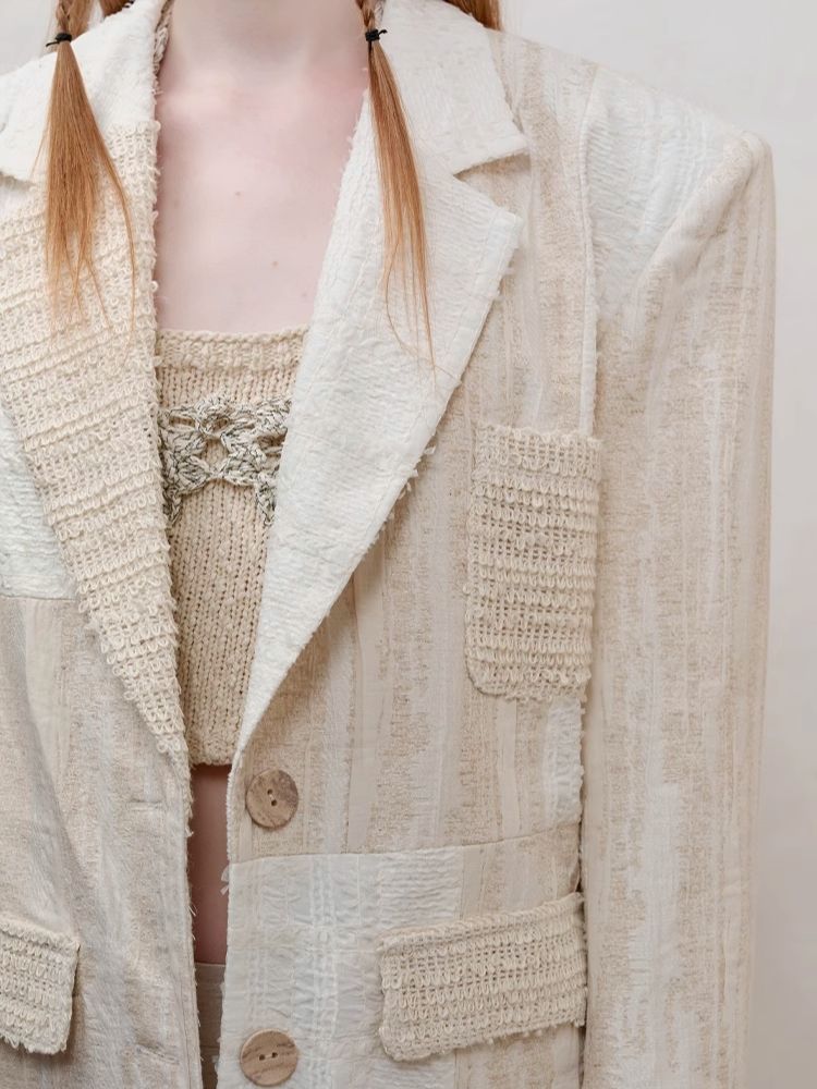 Cotton and Linen Patchwork Blazer