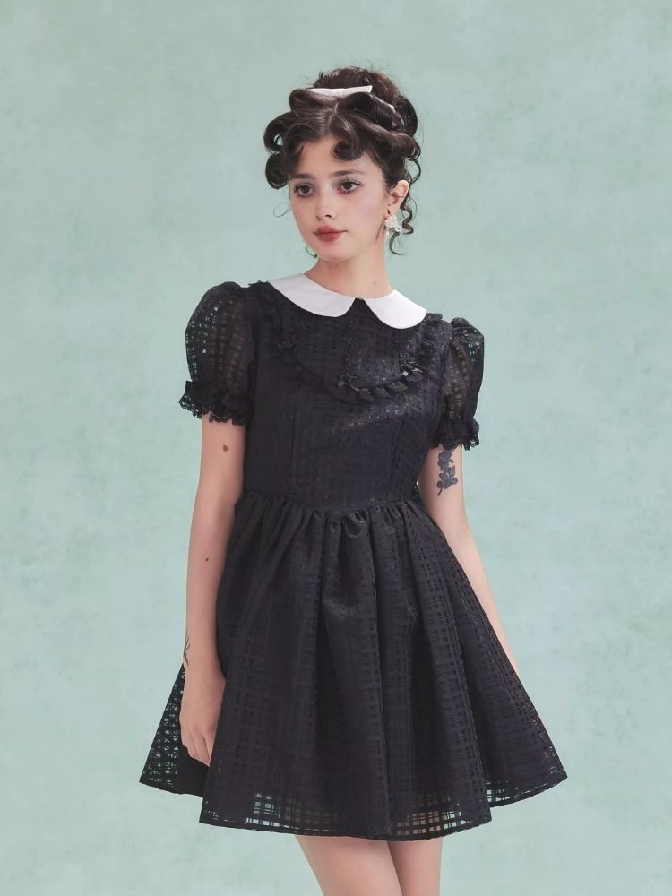 Bubble Sleeve Back Cake Hem Doll Dress