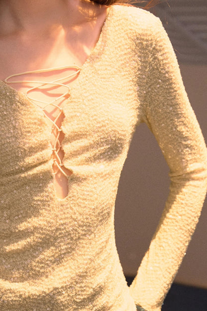 Sequin Scoop Neck Top