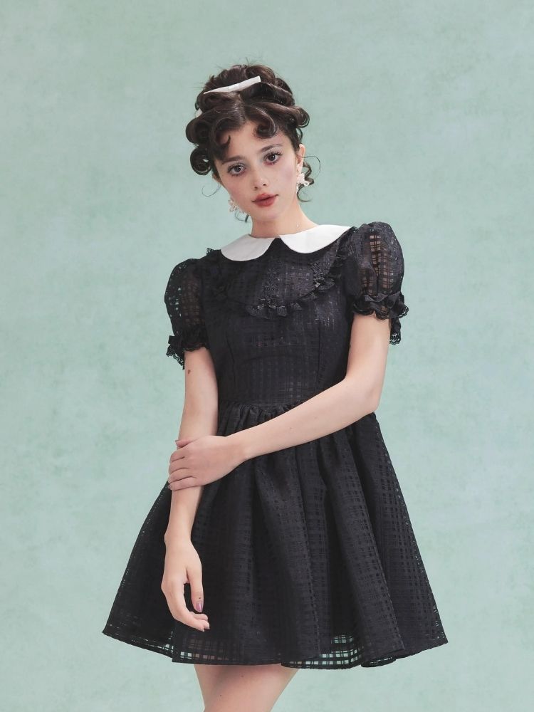 Bubble Sleeve Back Cake Hem Doll Dress