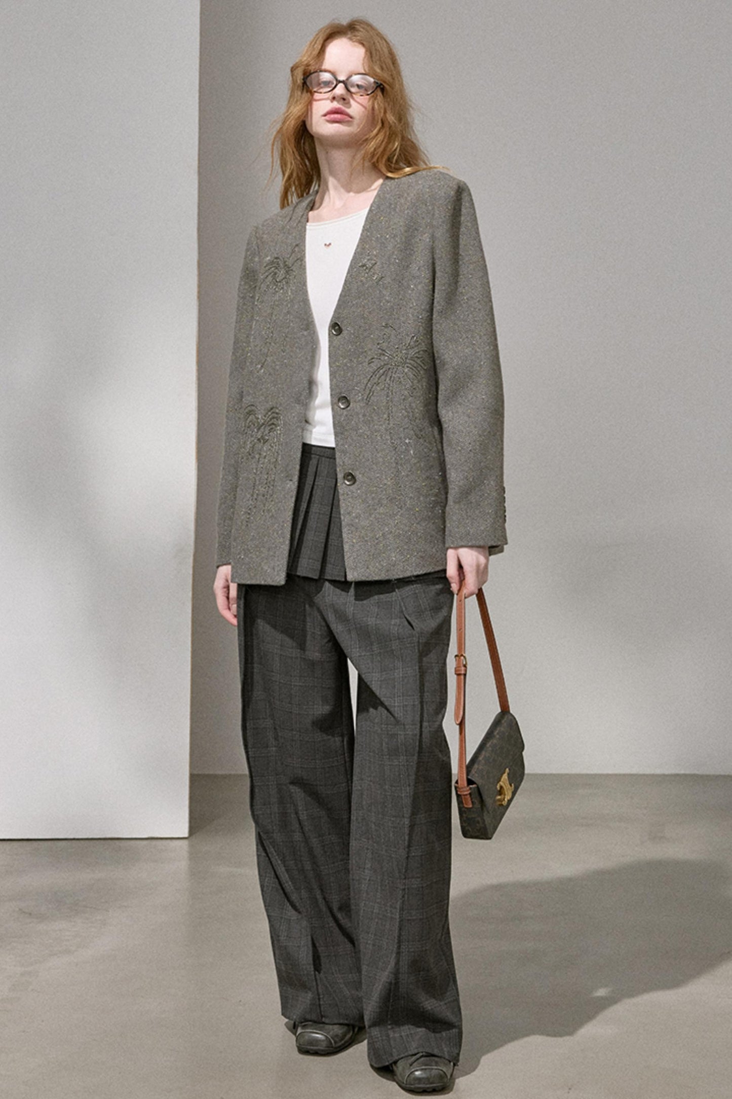 High-Density Beaded V-Neck Jacket