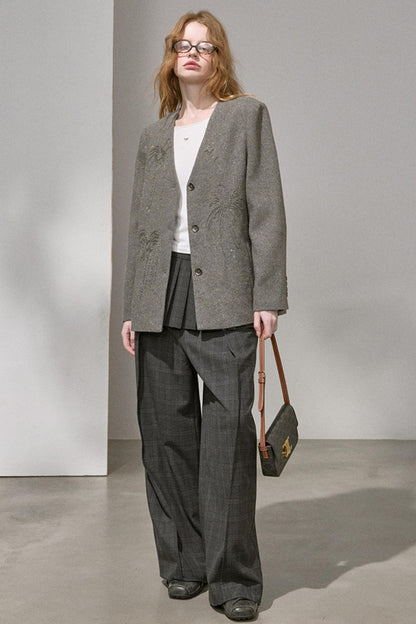 High-Density Beaded V-Neck Jacket