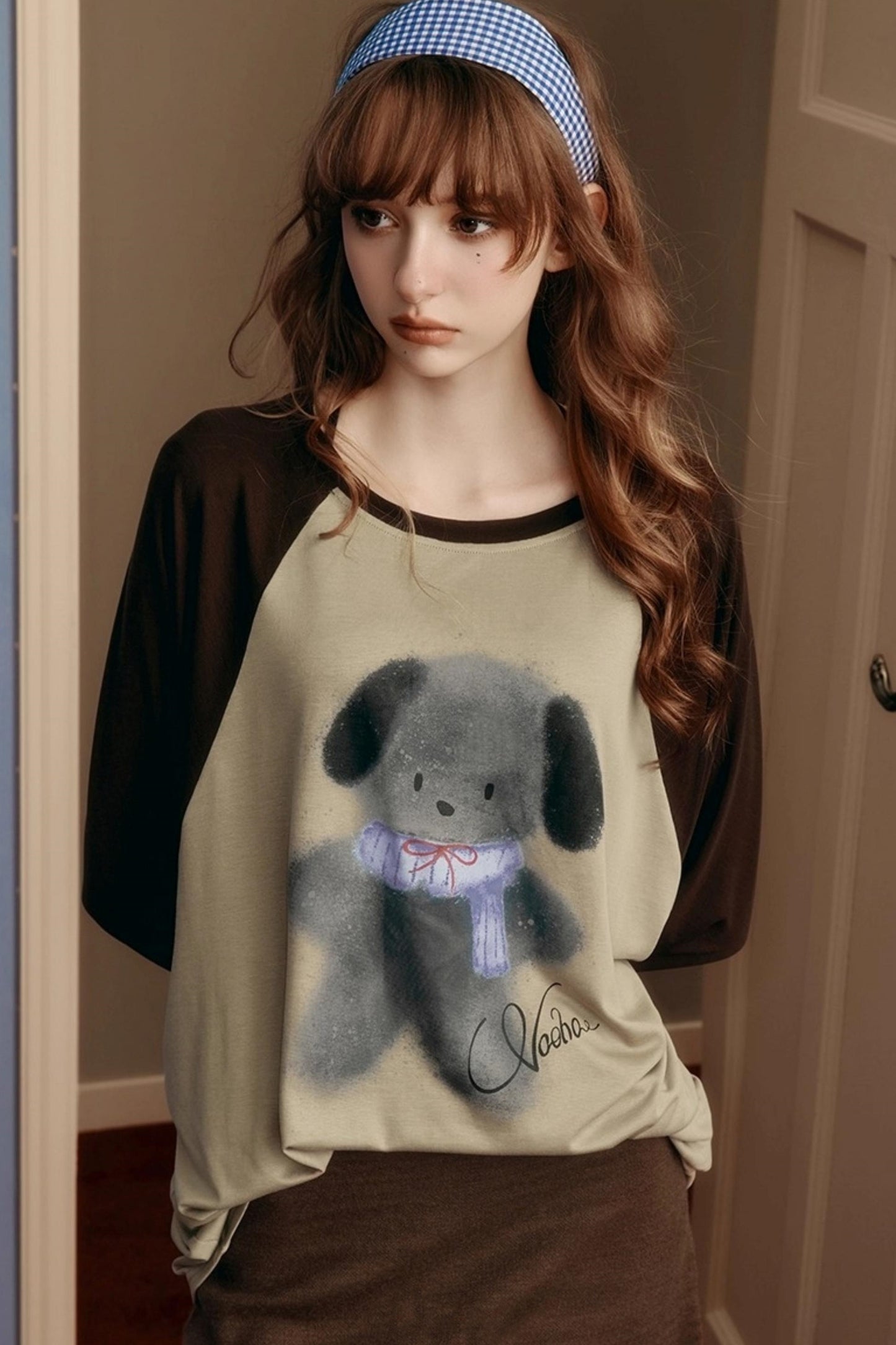 Contrasting Raglan Sleeve Top