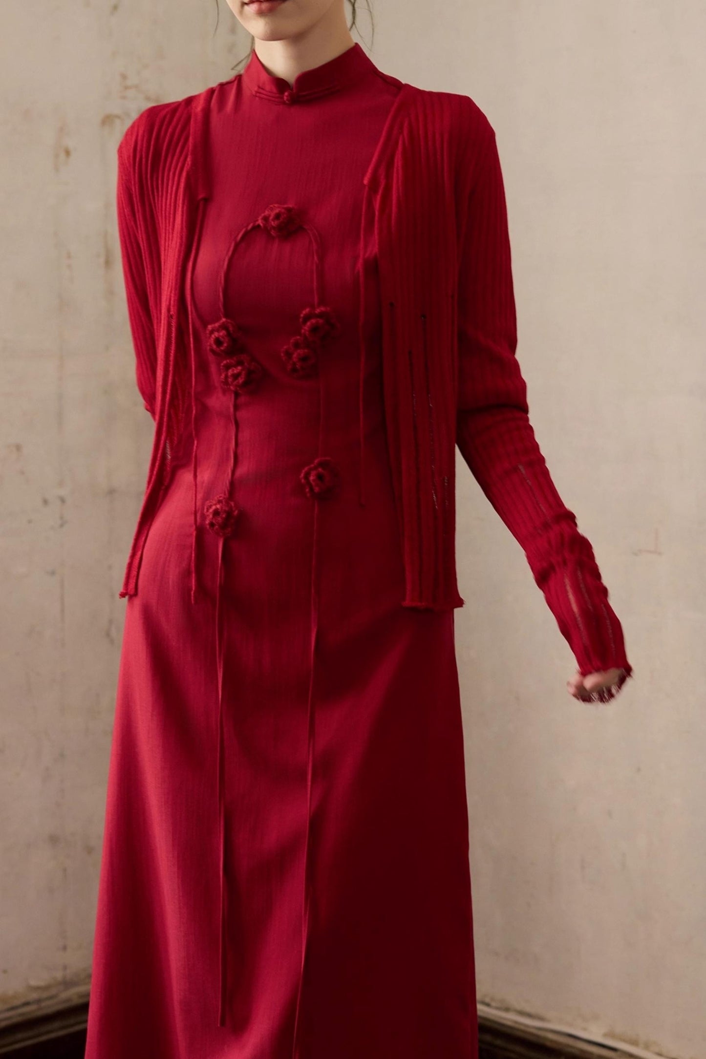 Red Flower Cheongsam Dress