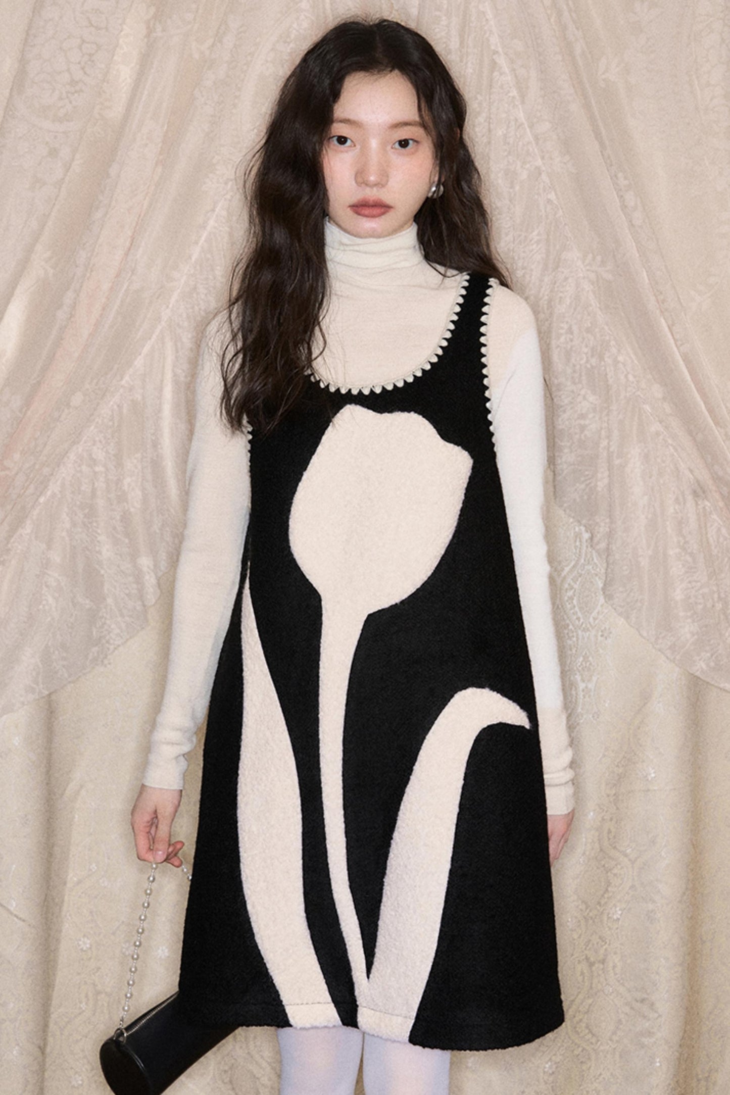 Little Tulip Flower Woolen Vest Dress