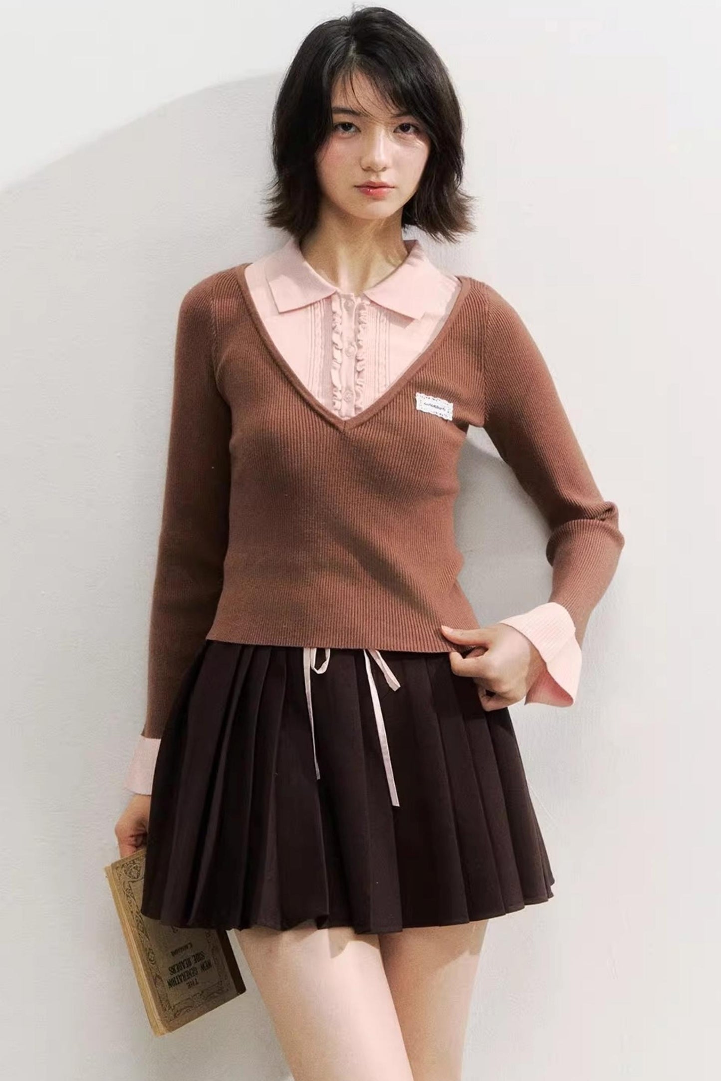 Spliced Waist Collegiate Skirt