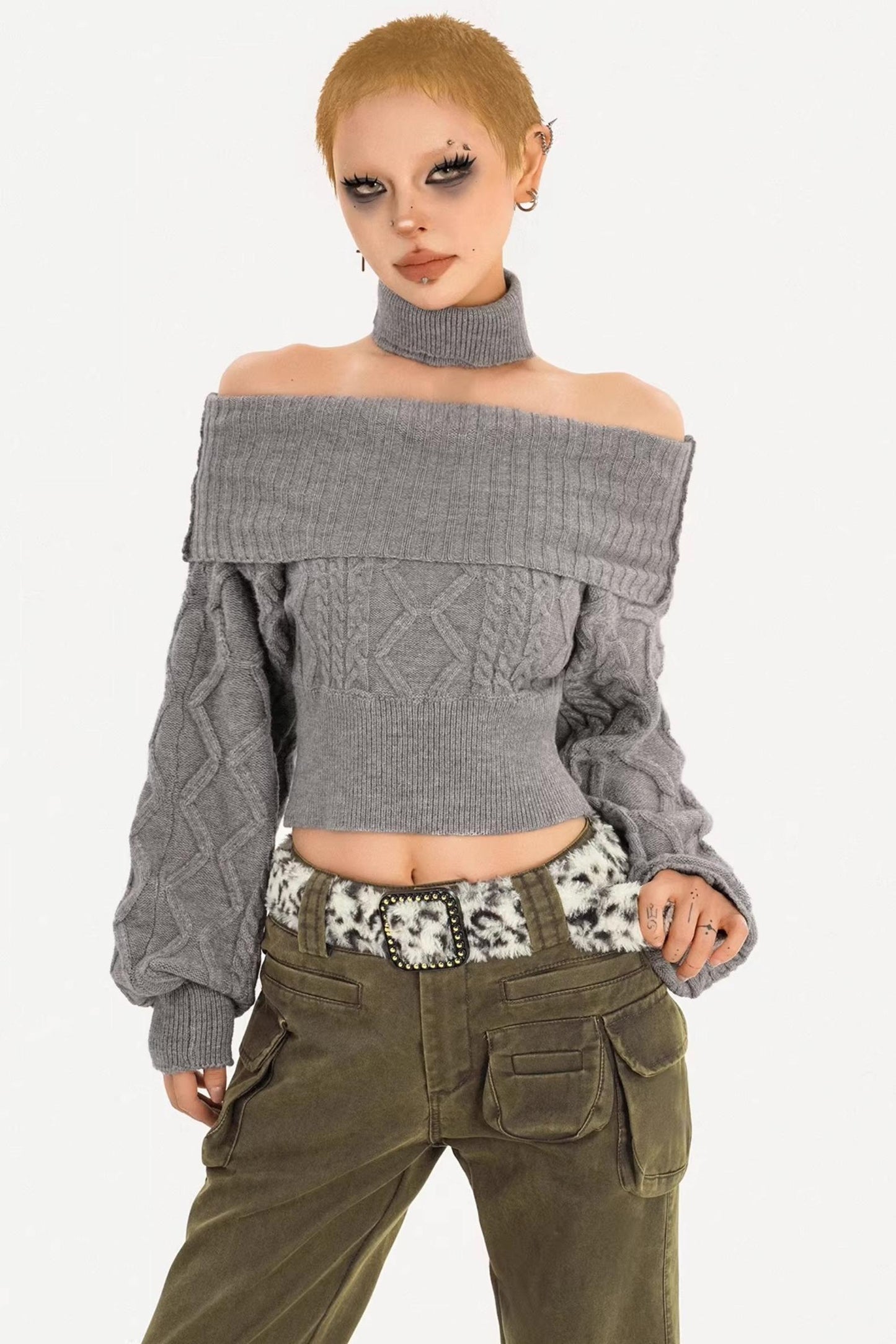 Retro Army Green Flared Pants