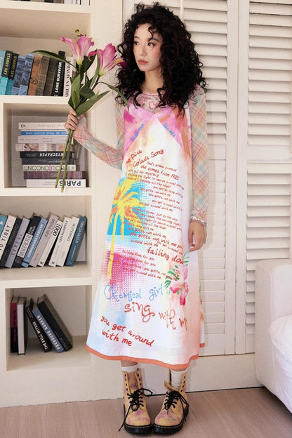Colorful Printed Camisole Slip Dress