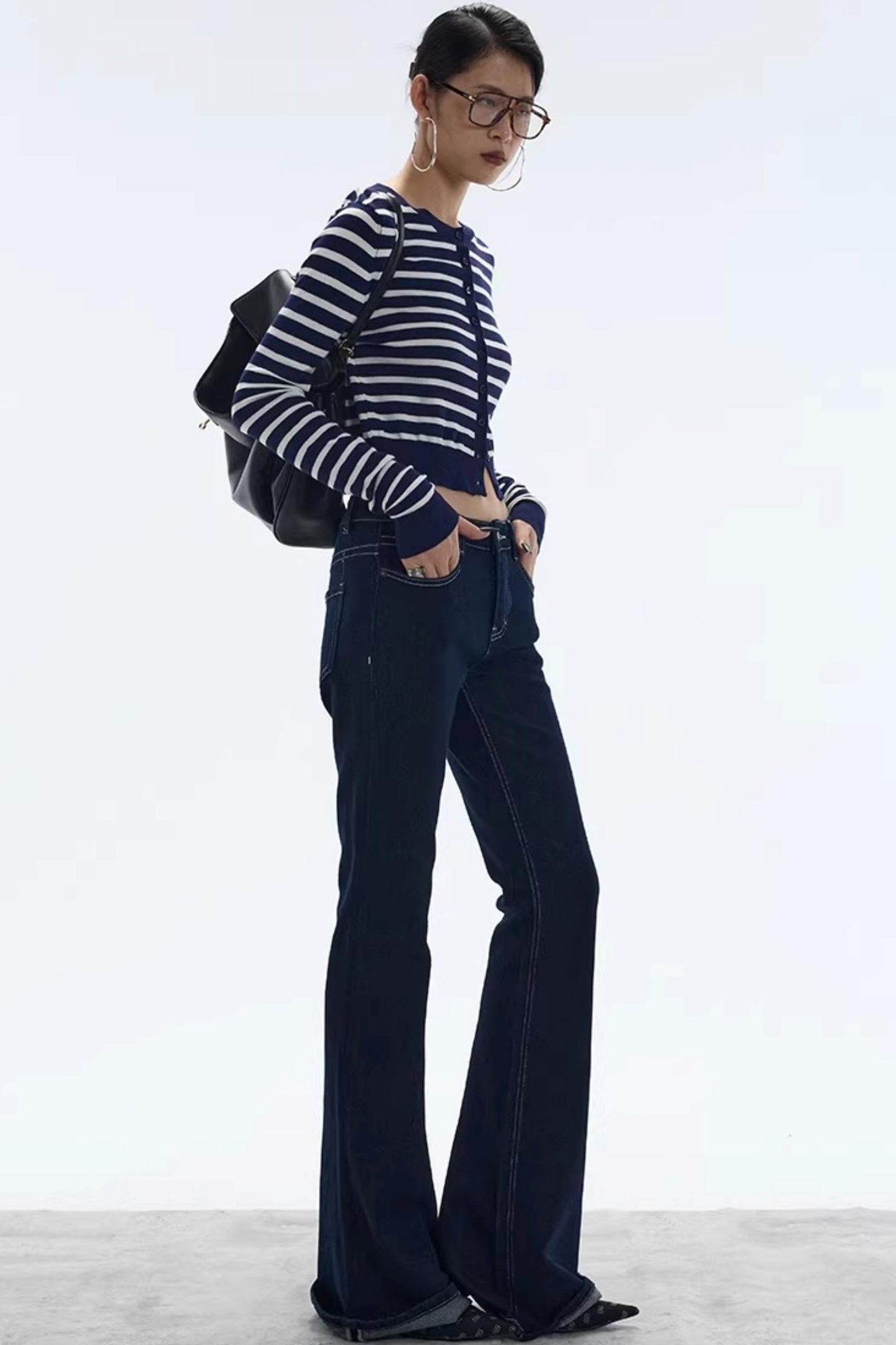 Striped Color-Block Knitted Cardigan