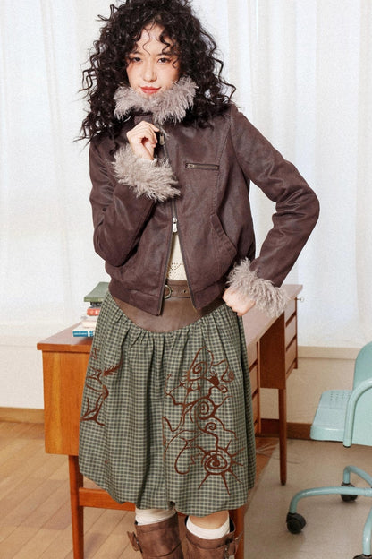 Flower Bud Flock Print Skirt