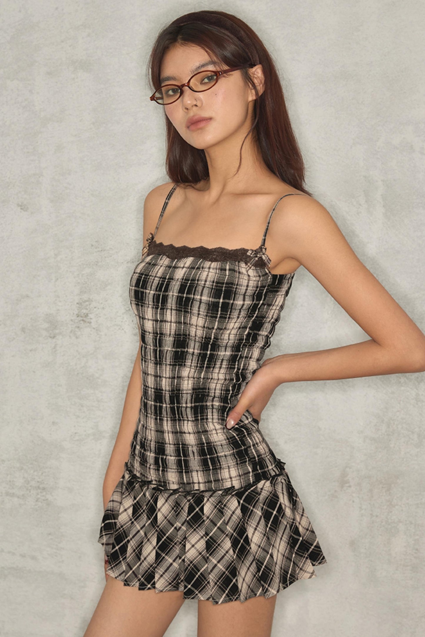Sweetheart Checkered Slip Dress