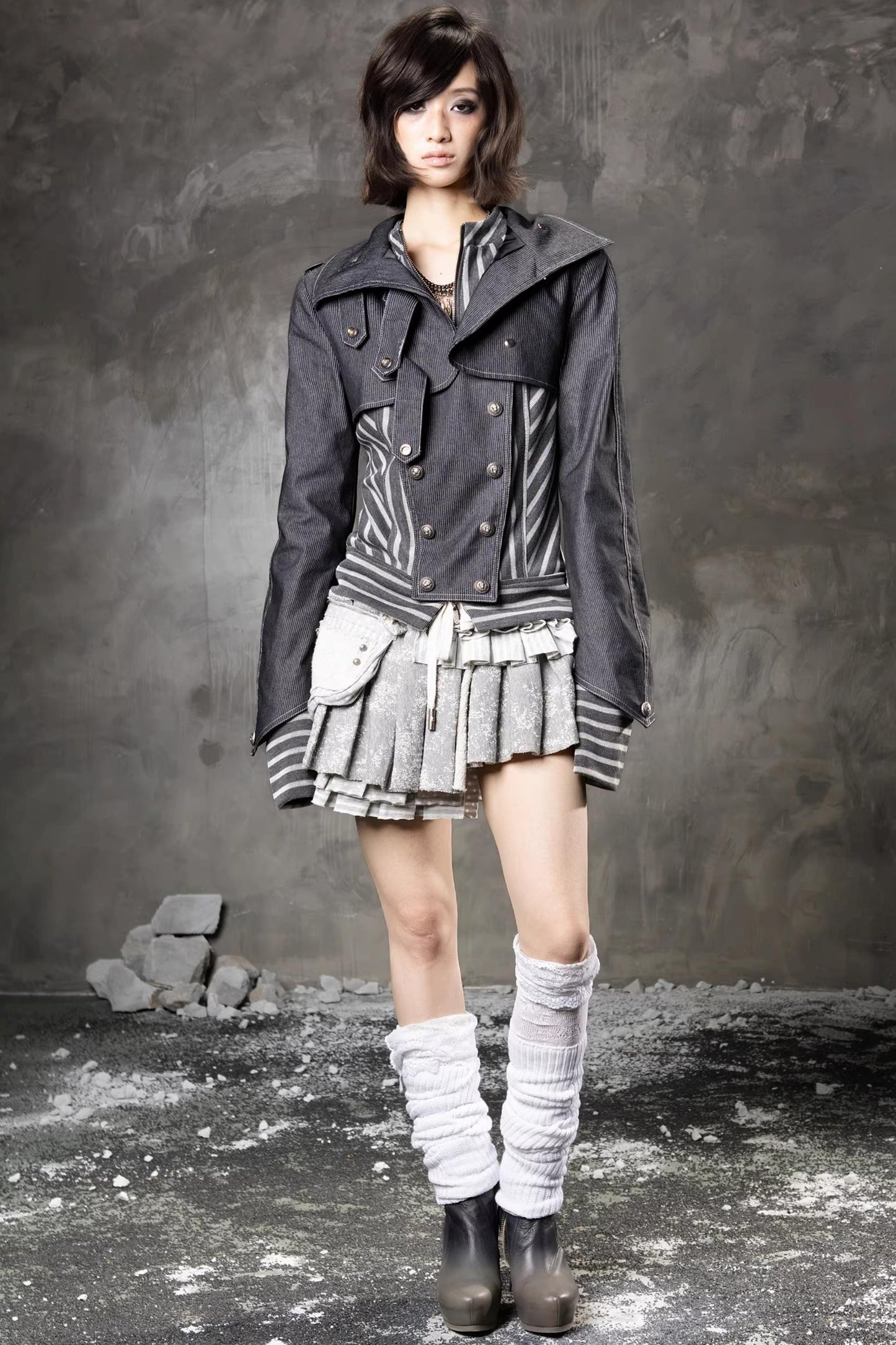 Denim Patchwork Striped Jacket
