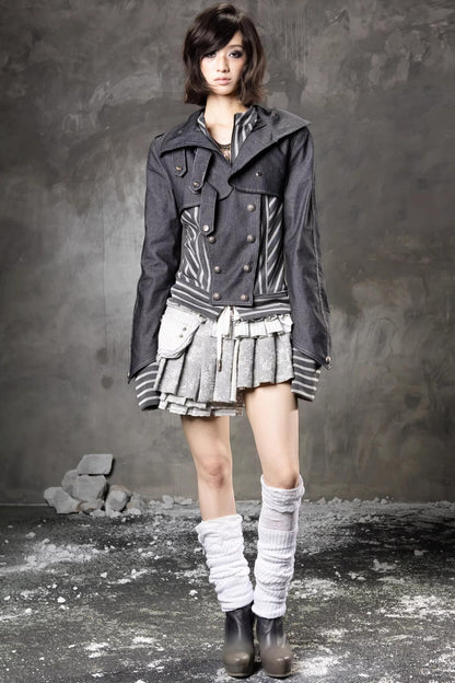 Denim Patchwork Striped Jacket