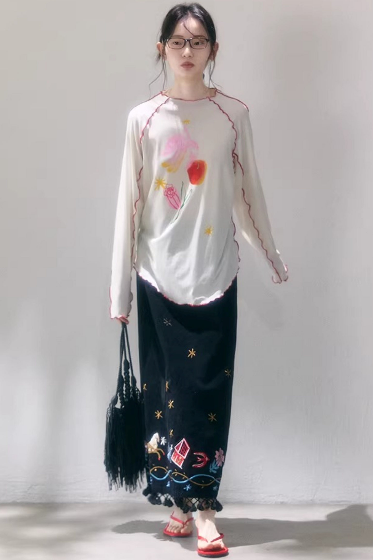 Tencel-Bluse mit Poesie-Print