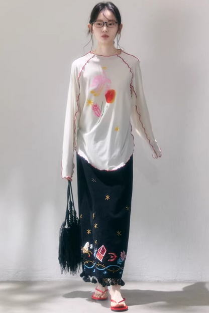 Tencel-Bluse mit Poesie-Print