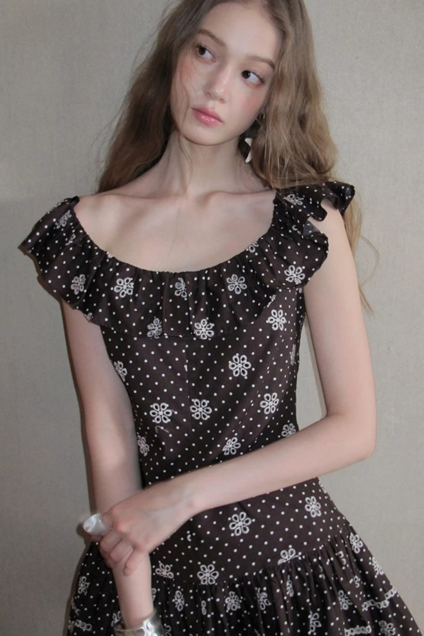 Embroidered One-Shoulder Dress