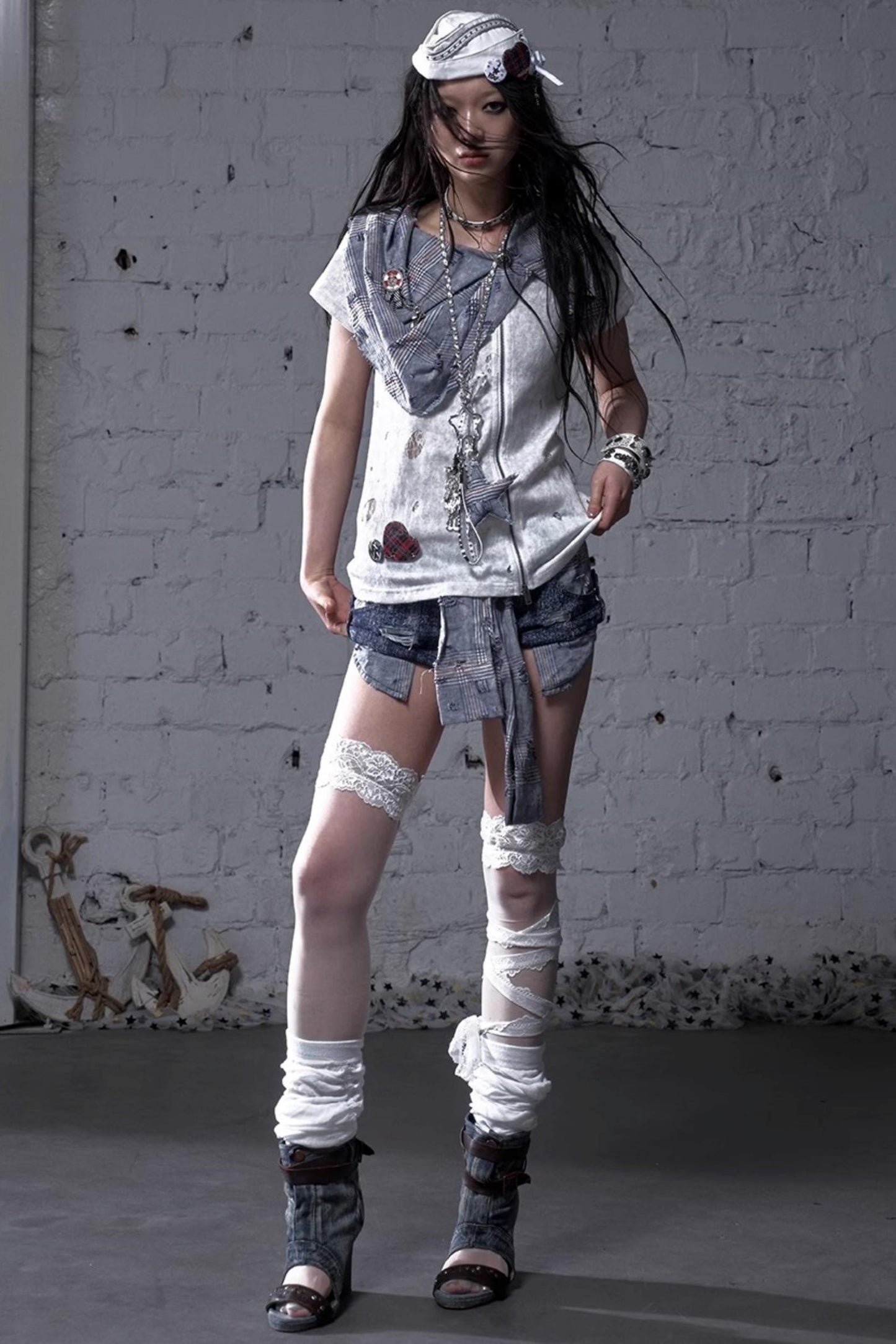 Plaid Layered Punk Street T-Shirt