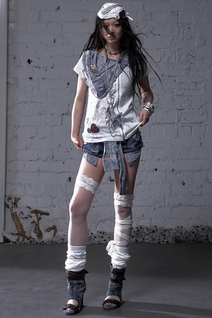 Plaid Layered Punk Street T-Shirt