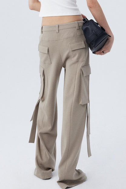 Pocket Detail Straight Baggy Pants