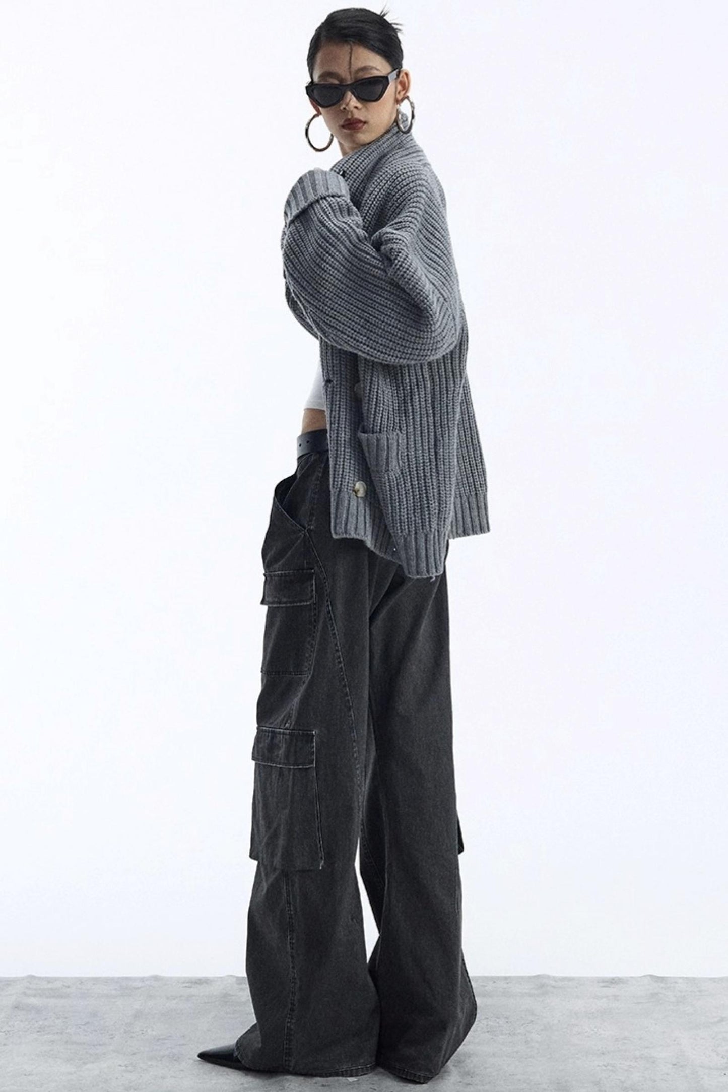 Lazy Style Large Pocket Knitted Cardigan