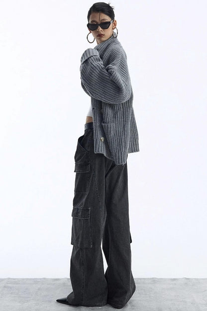 Lazy Style Large Pocket Knitted Cardigan