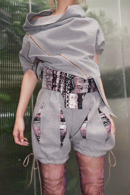 Irregular Patchwork Lantern Shorts