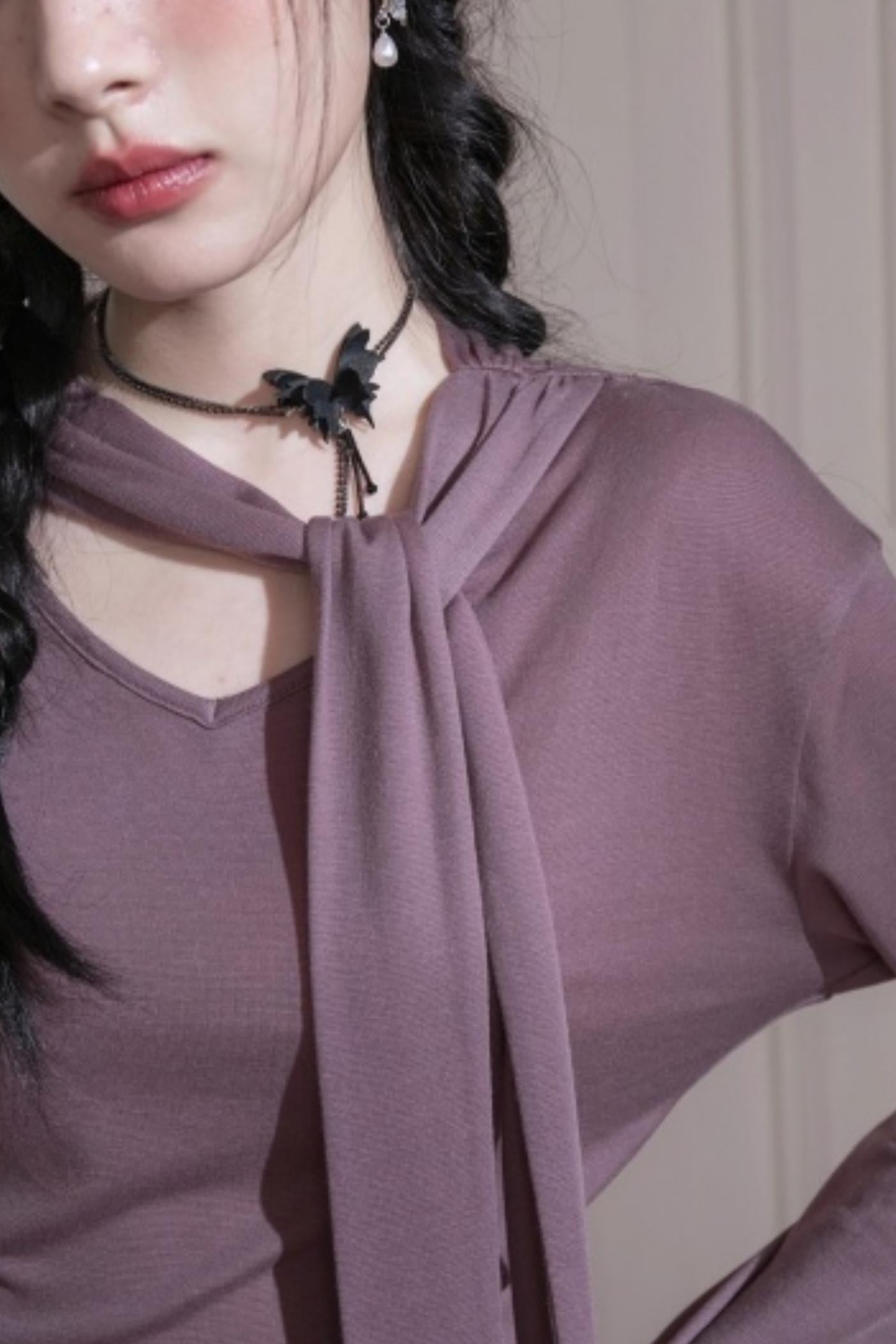 Lyocell Wool Shawl Knitwear Top