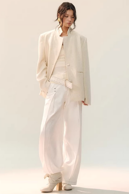 Doppelt plissierte Hose mit weitem Bein