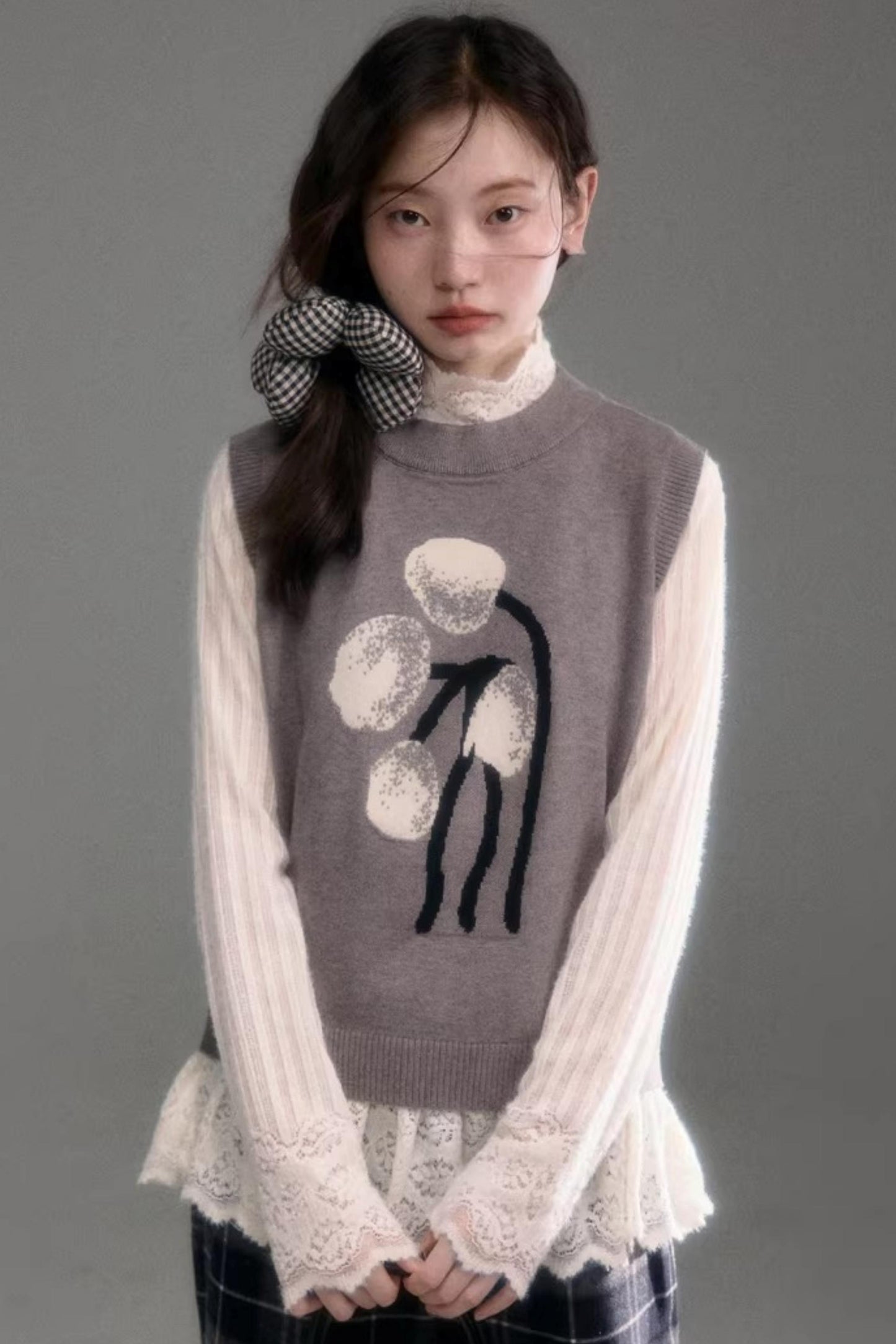 Retro Jacquard Layered Vest