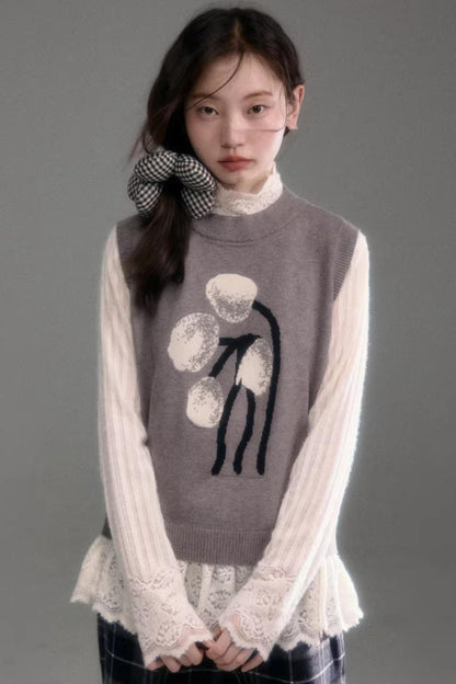 Retro Jacquard Layered Vest