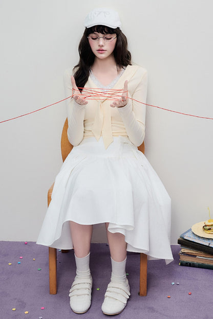 Spring Pleated Line Umbrella Skirt