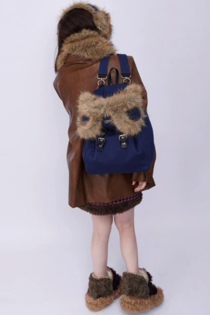 Furry Bear Crossbody Backpack