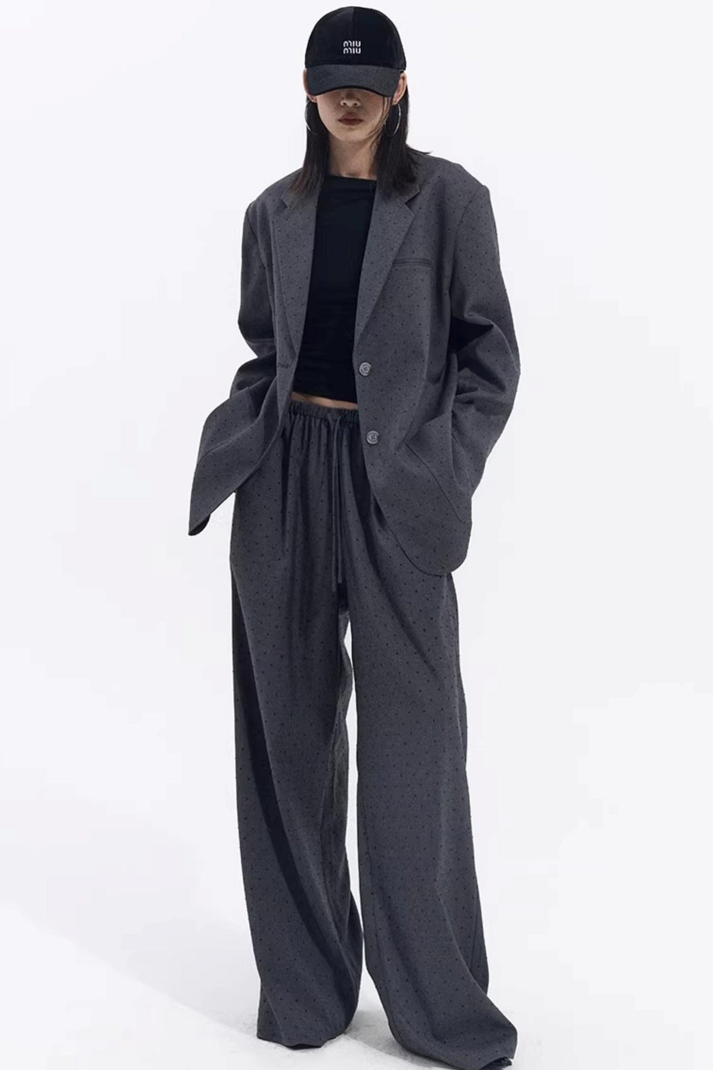 Retro Gray-Red Polka Dot Trousers