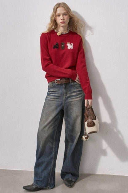 Faux Mink Fur Knit Sweater