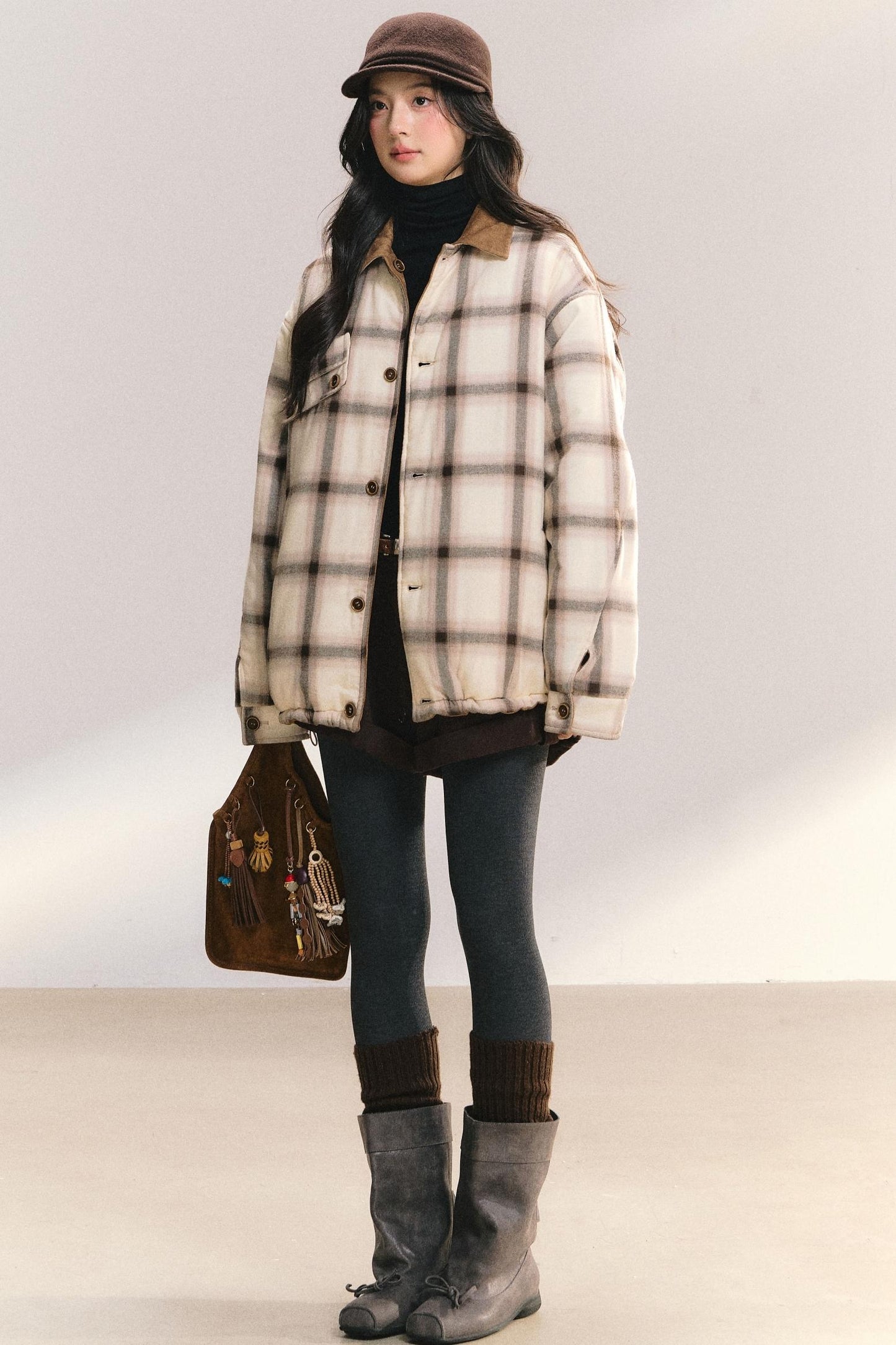 Reversible Suede Plaid Jacket