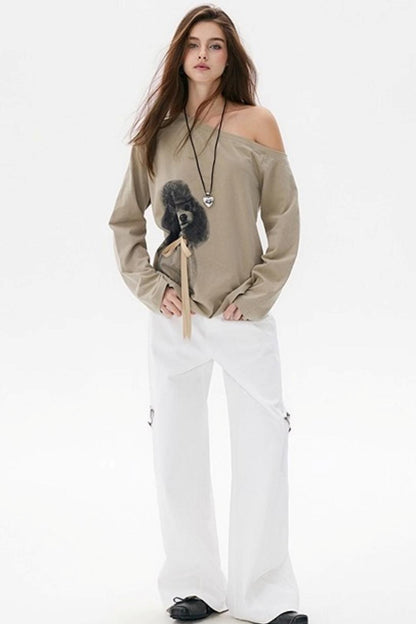 White Plaid Wide-Leg Cargo Pants