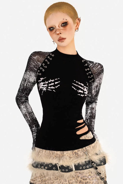 Skull Print Punk Top