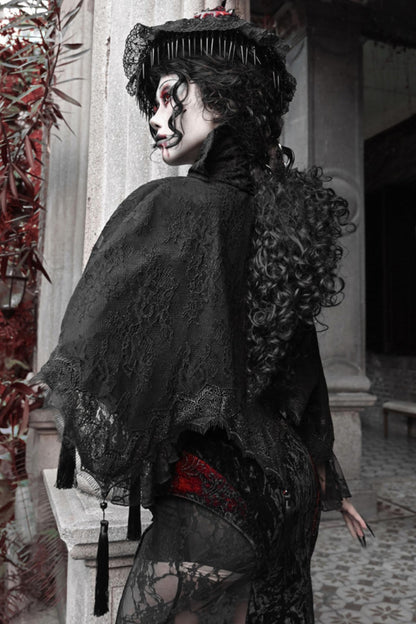 Crimson Blood Gothic Lace Cape Set-Up