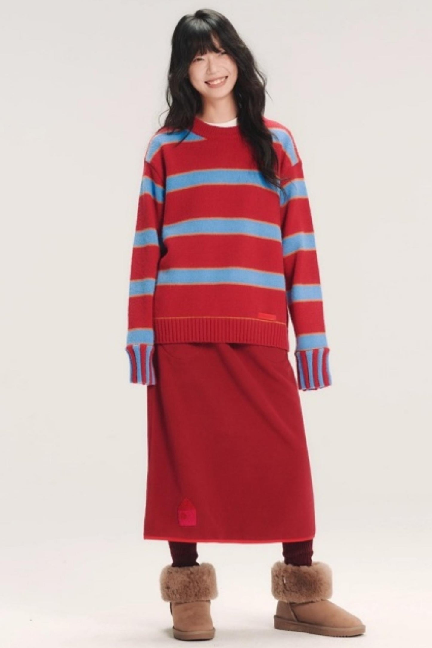 Color-Blocked Wool Striped Sweater