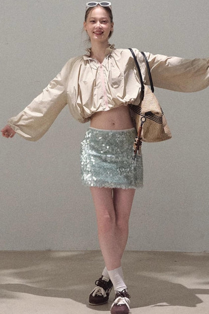 Sequin A-Line Mini Skirt