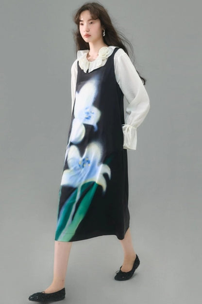 Rose Ruffled Long-Sleeved Shirt