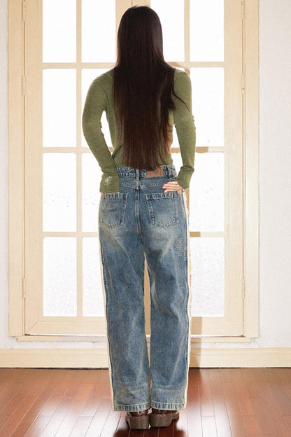 Retro Stitch Wide Jeans