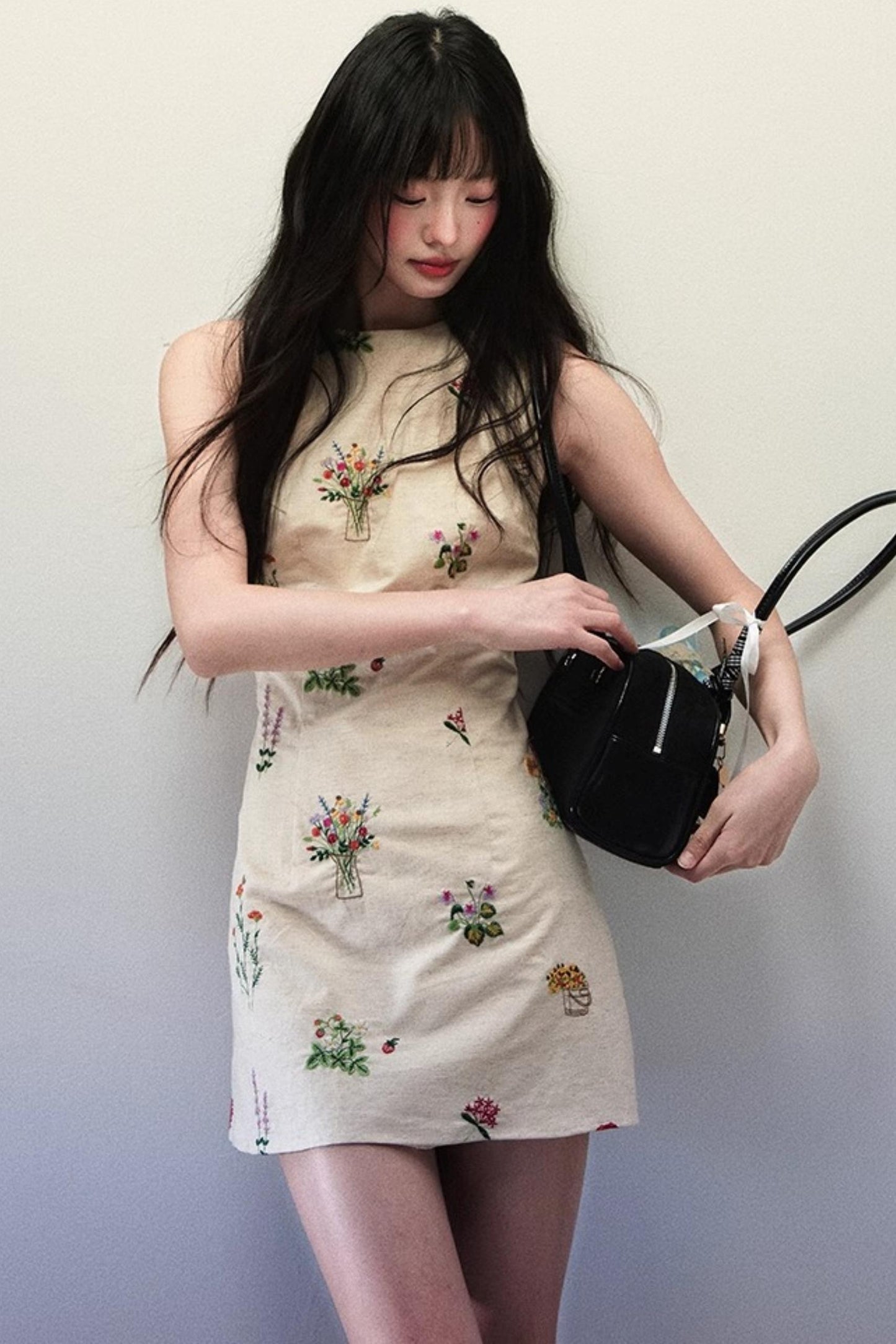 Summer Backless Embroidered Floral Dress