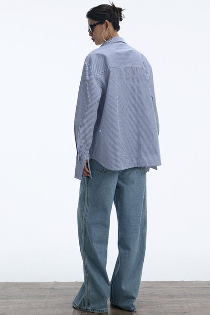 Blue And White Stripe Shirt