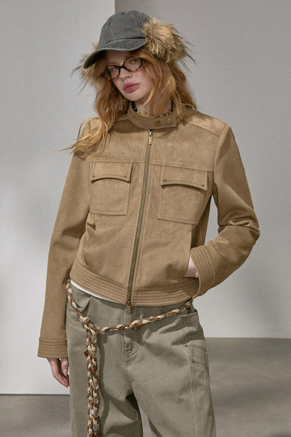 Suede Tailored Short Jacket