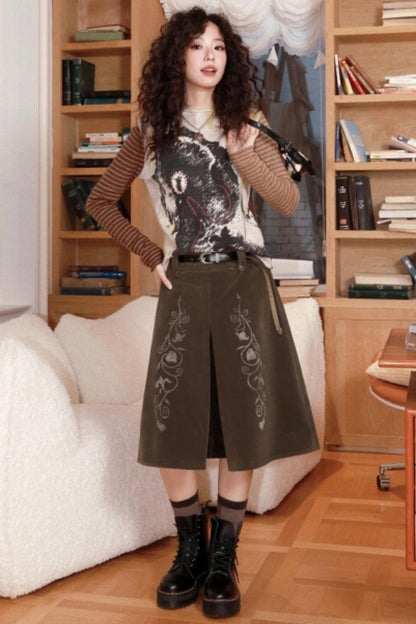 Iris Shadow Suede Lace Skirt